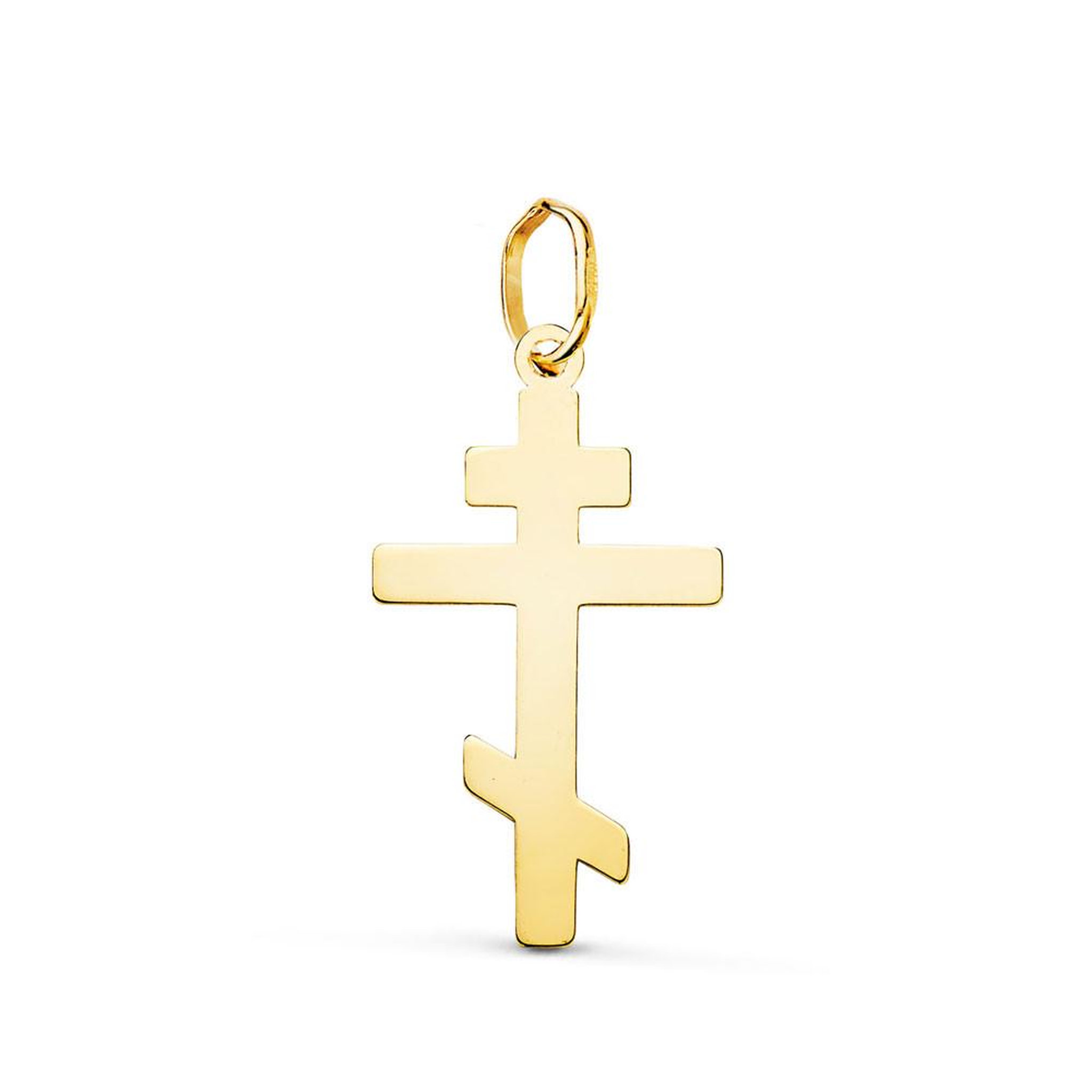 L'ATELIER D'AZUR Pendentif Médaille Or 18 Carats 750 Jaune - Croix Orthodoxe - Chaine Offerte - Moyenne