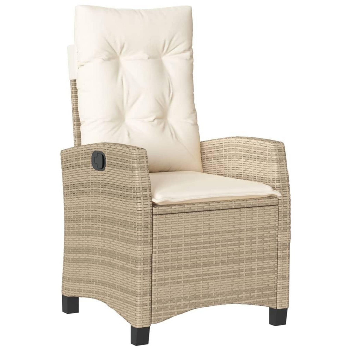 VIDAXL Chaises inclinables de jardin lot de 2 et coussins beige rotin