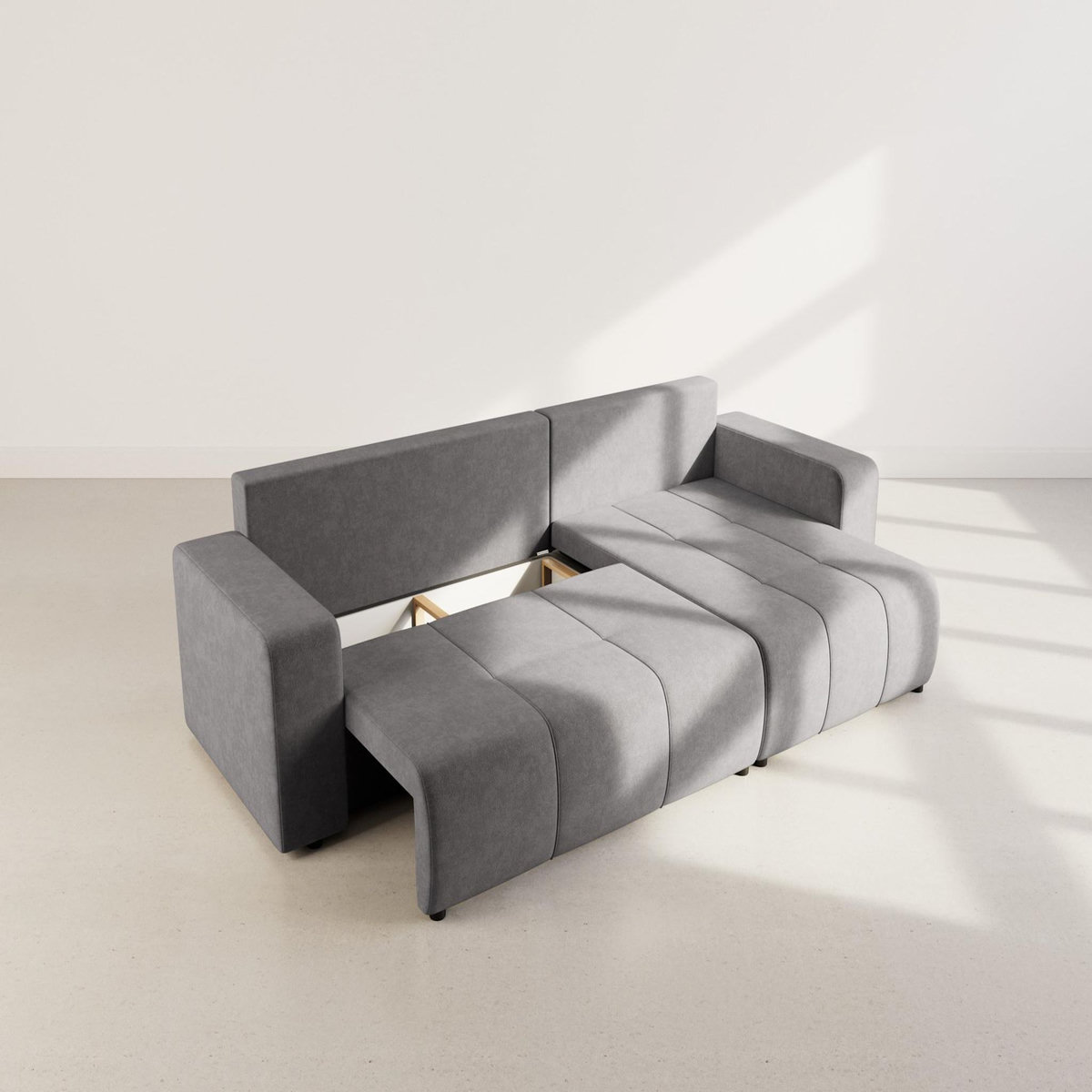 BEST MOBILIER Nicole - canapé d'angle réversible 5 places convertible avec coffre en tissu