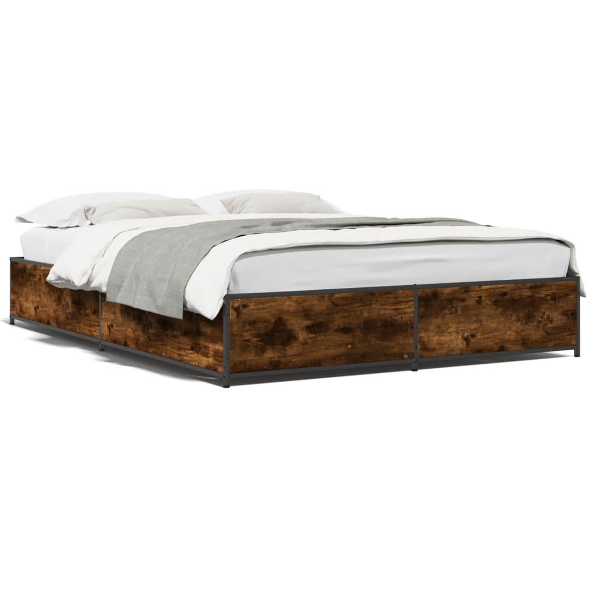 Voir la diapositive 2 : VIDAXL Cadre de lit sans matelas chene fume 120x190 cm