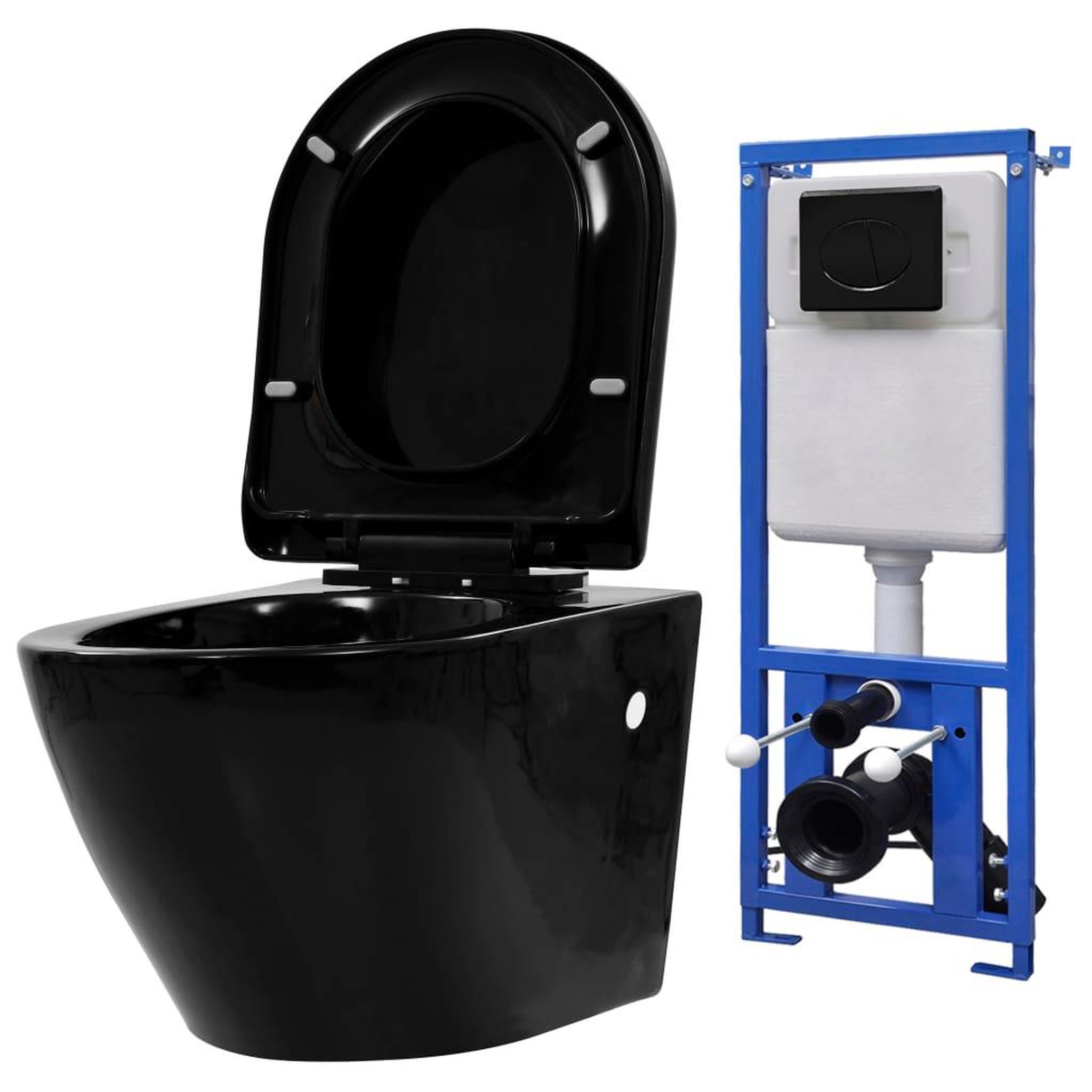 VIDAXL Toilette suspendue au mur avec reservoir cache ceramique noir