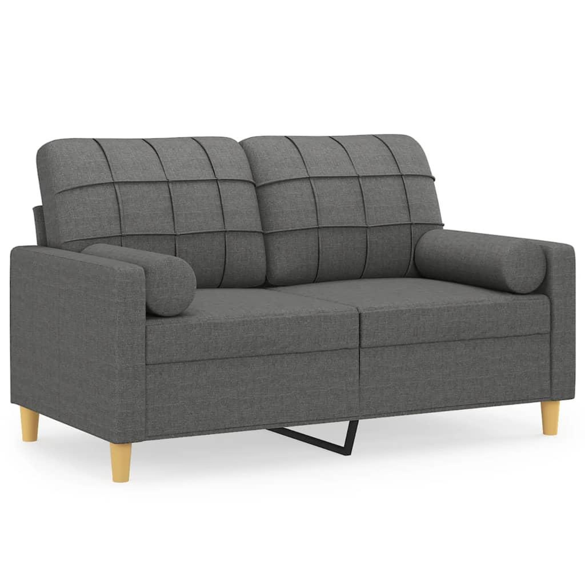 Voir la diapositive 2 : VIDAXL Canape 2 places avec oreillers gris fonce 120 cm tissu