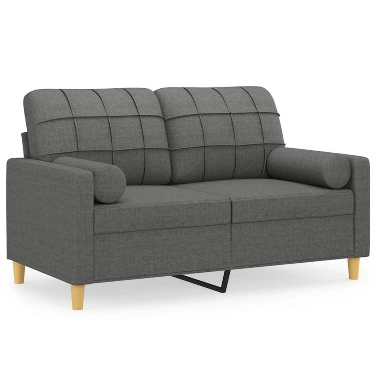 VIDAXL Canape 2 places avec oreillers gris fonce 120 cm tissu