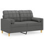 Voir la diapositive 2 : VIDAXL Canape 2 places avec oreillers gris fonce 120 cm tissu