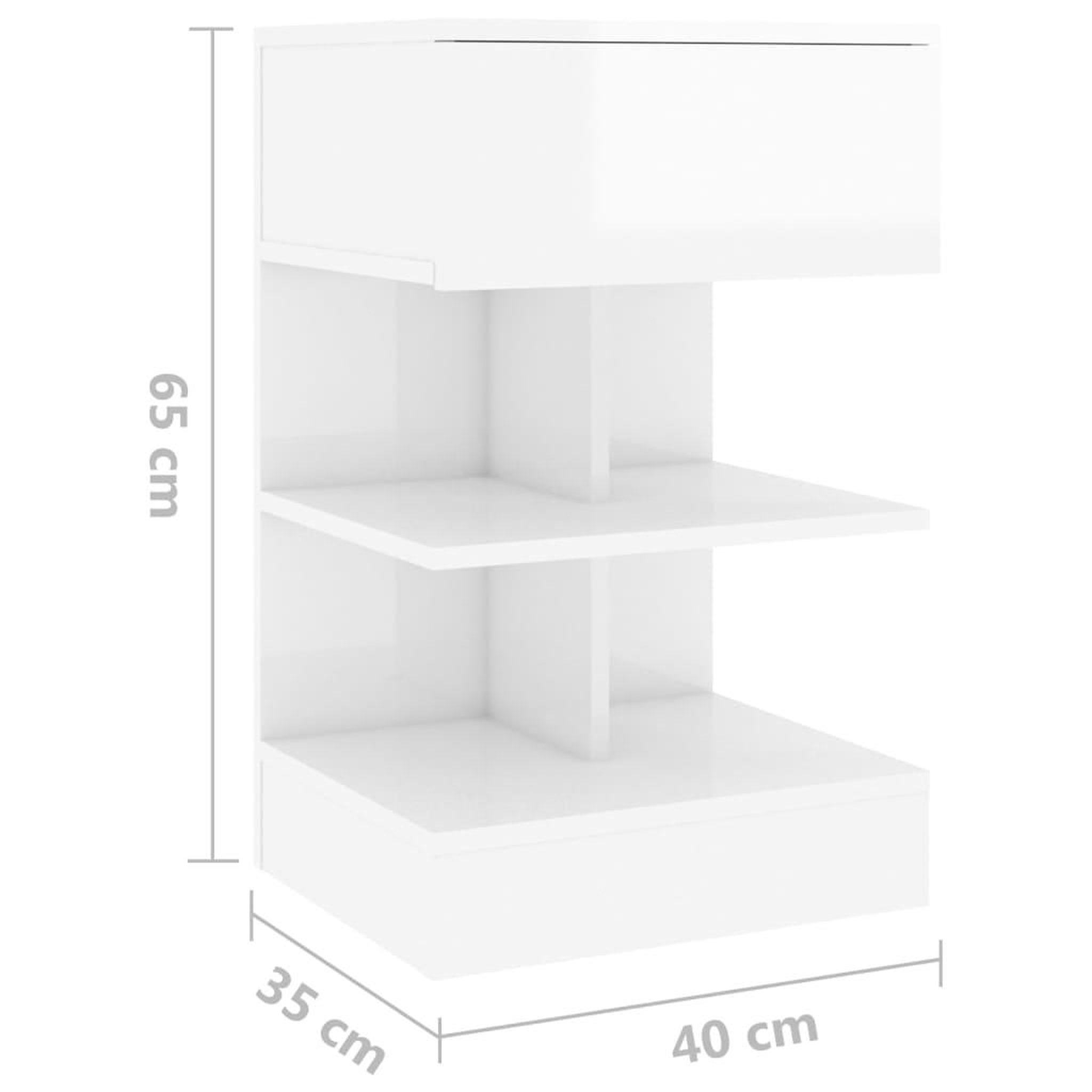 Voir la diapositive 6 : VIDAXL Table de chevet Blanc brillant 40x35x65 cm Bois d'ingenierie