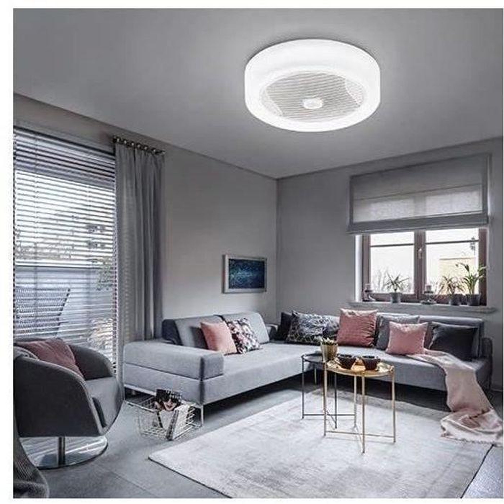 Voir la diapositive 3 : Farelek Ventilateur de plafond blanc AIR-LIGHT CROWN Ø40cm 95W avec couronne d'éclairage LED