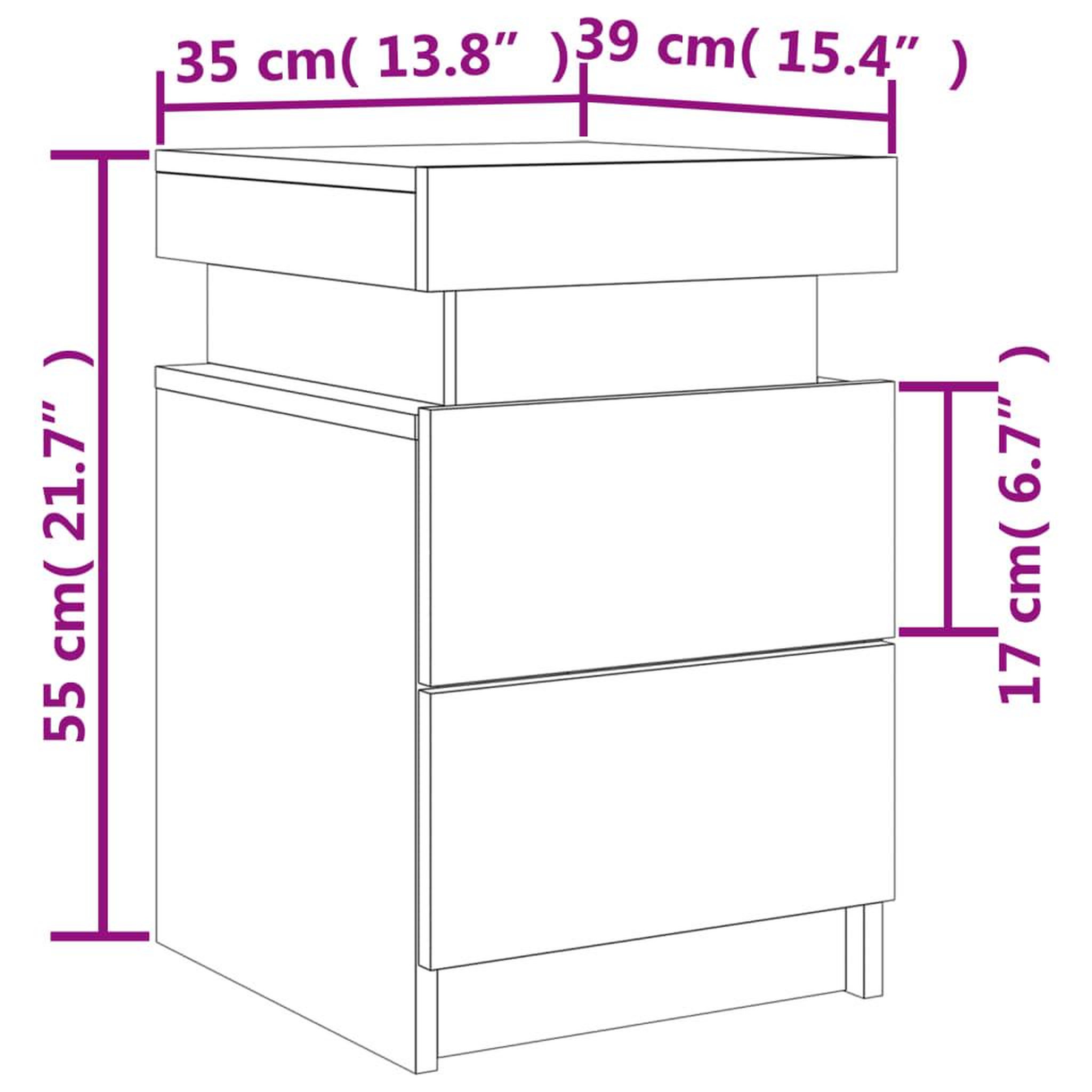 Voir la diapositive 6 : VIDAXL Tables de chevet et lumieres LED 2 pcs chene sonoma 35x39x55 cm