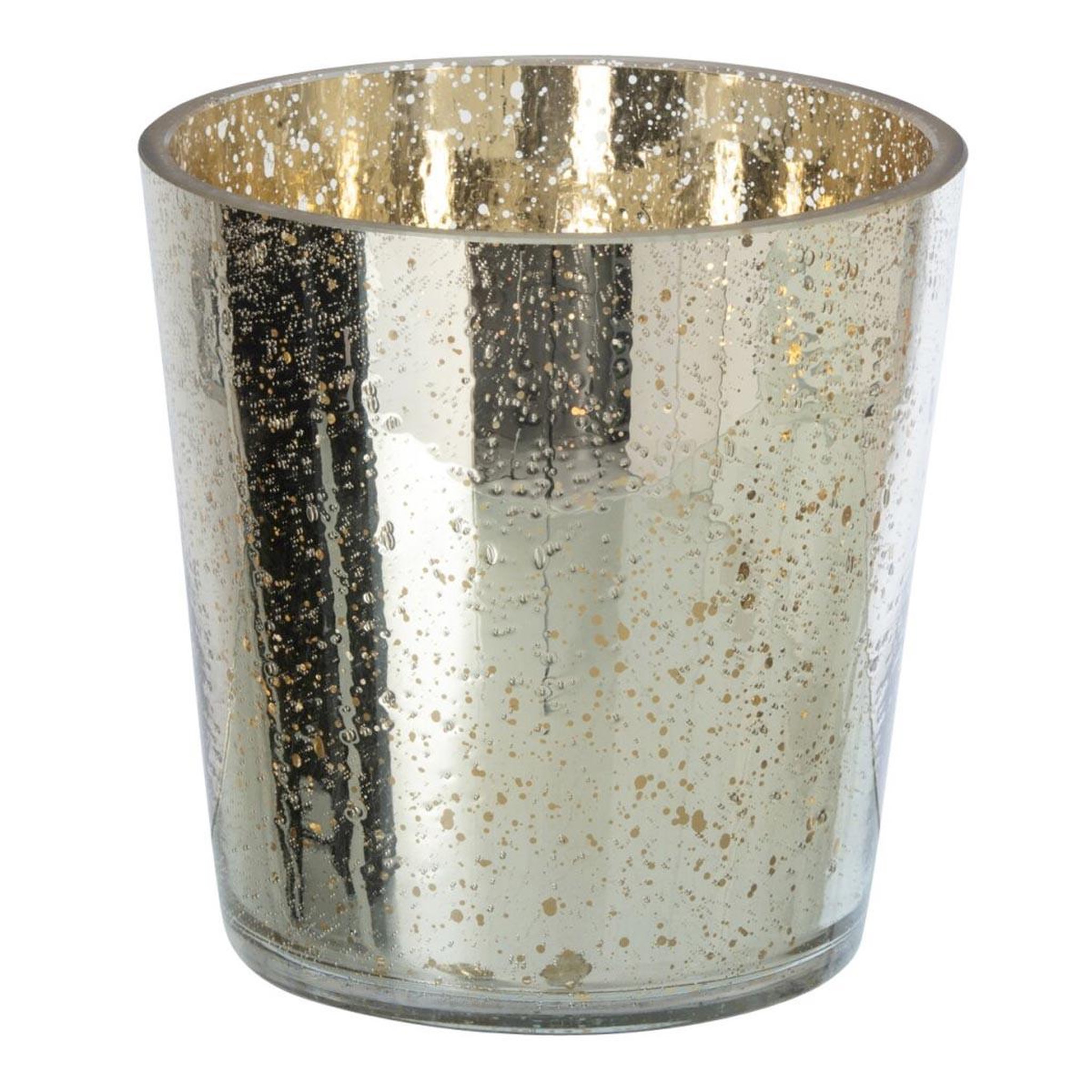 J-LINE Photophore design en verre  sparkle  16cm argenté