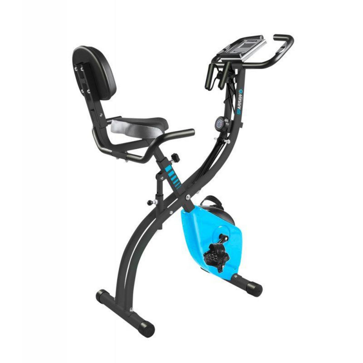 SPARRAW Vélo d'appartement compact et pliable SUPER X BIKE - Réglable, Roue inertie 1.6Kg, 8 niveaux de résistance, Ecran d'entraînement