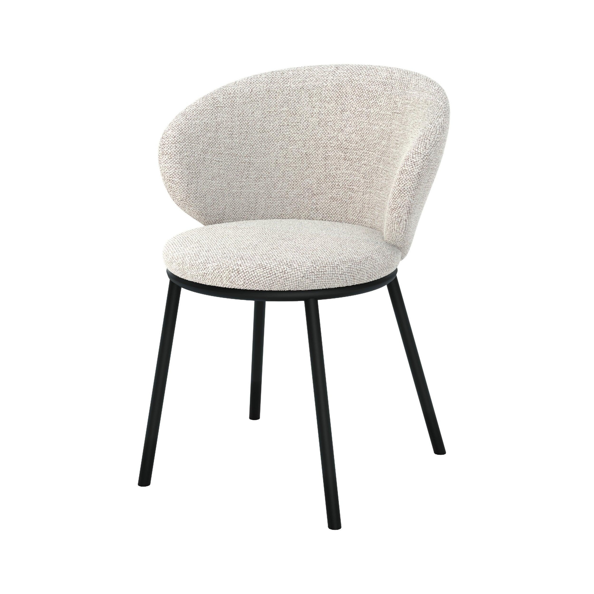 MAISON PAVANE Chaise en tissu beige et pieds en métal noir-angèle