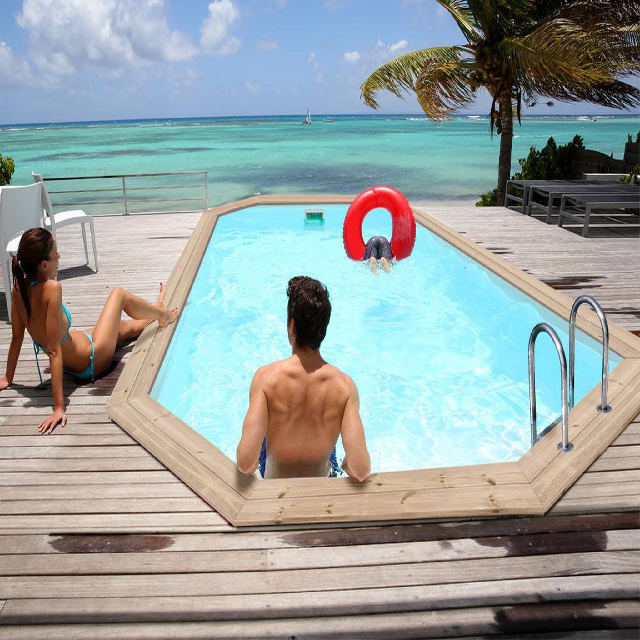 Voir la diapositive 1 : Habitat et Jardin Piscine bois   Cordoue   - 3.48 x 2.15 x 1.18 m