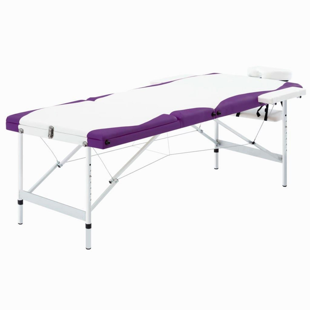 VIDAXL Table de massage pliable 3 zones Aluminium Blanc et violet