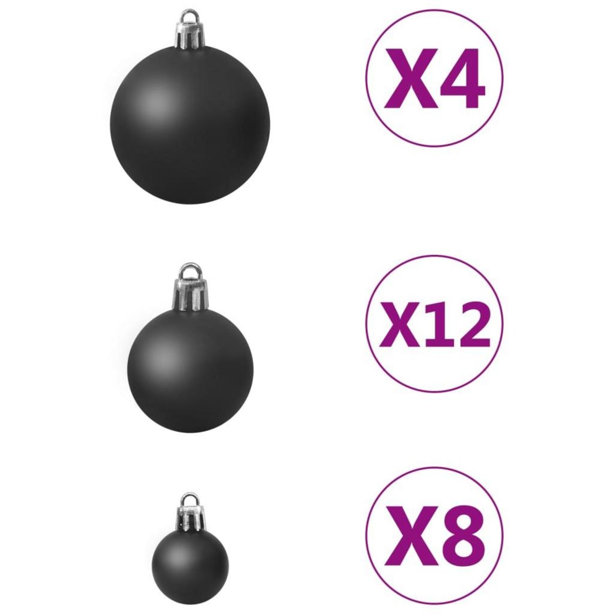 VIDAXL Ensemble de boules de Noël 100 pcs Noir