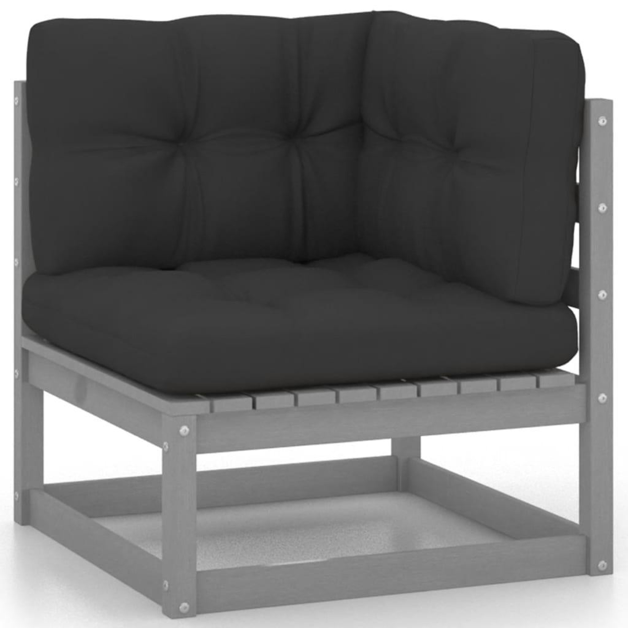 Voir la diapositive 4 : VIDAXL Salon de jardin 10 pcs avec coussins Gris Bois de pin massif