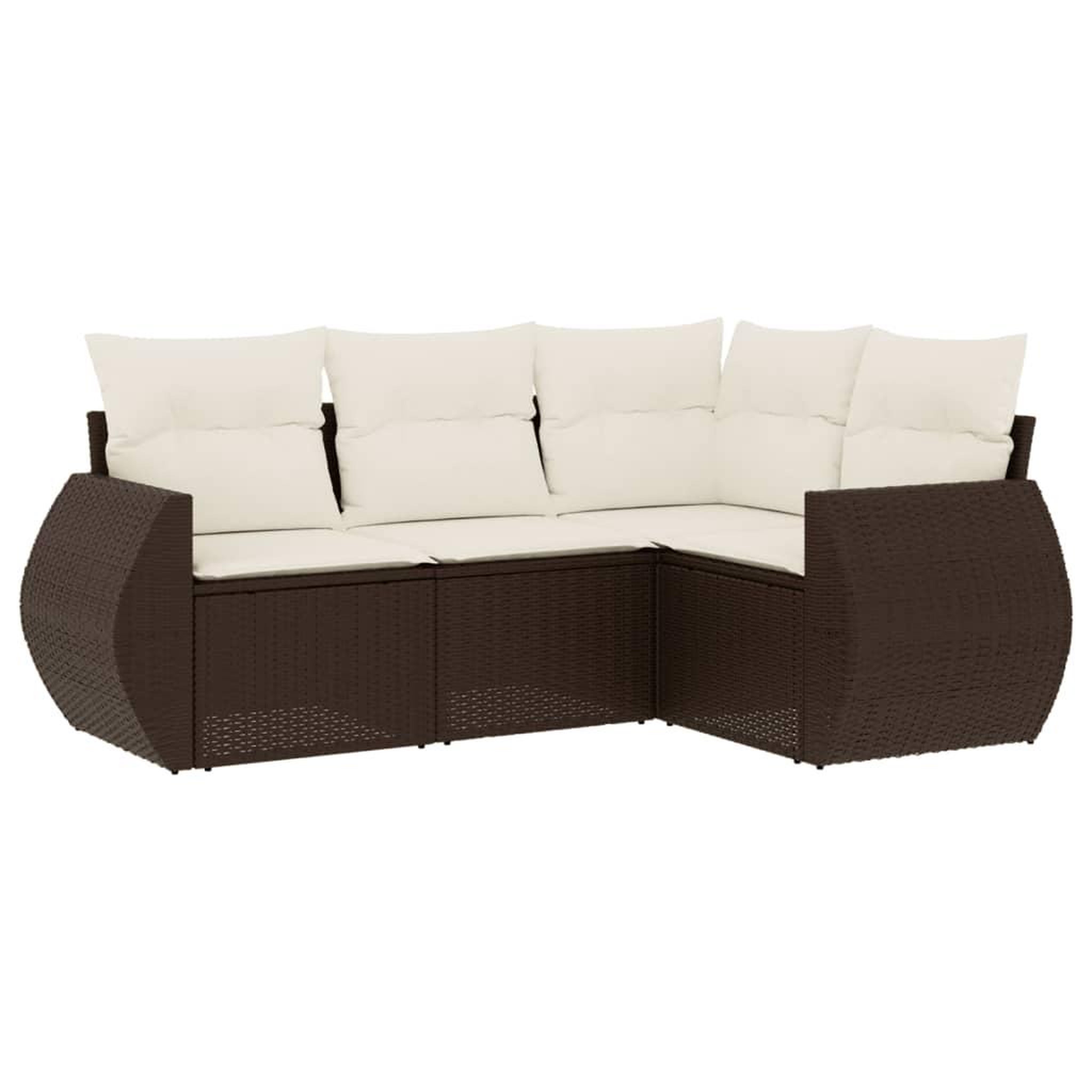Voir la diapositive 2 : VIDAXL Salon de jardin 4 pcs avec coussins marron resine tressee