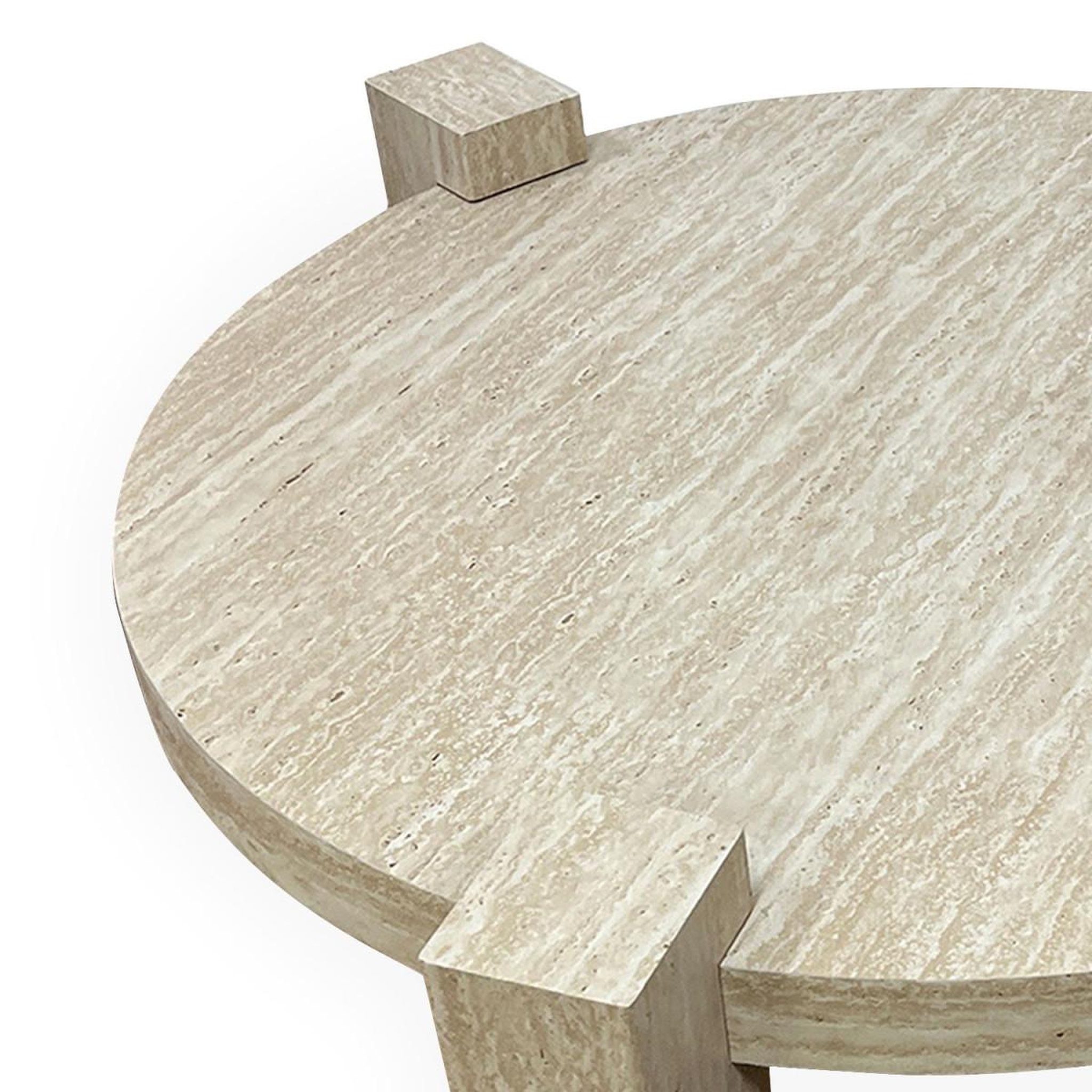 Voir la diapositive 3 : Paris Prix Table basse effet travertin  terry  84cm beige