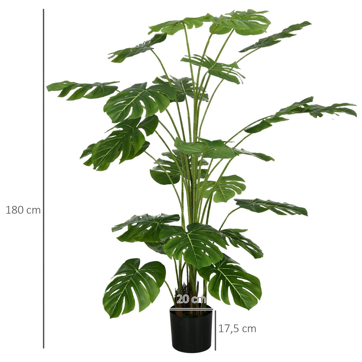 HOMCOM Arbre artificiel plante artificielle Monstera H. 180 cm tronc branches lichen feuilles de tortue grand réalisme pot inclus