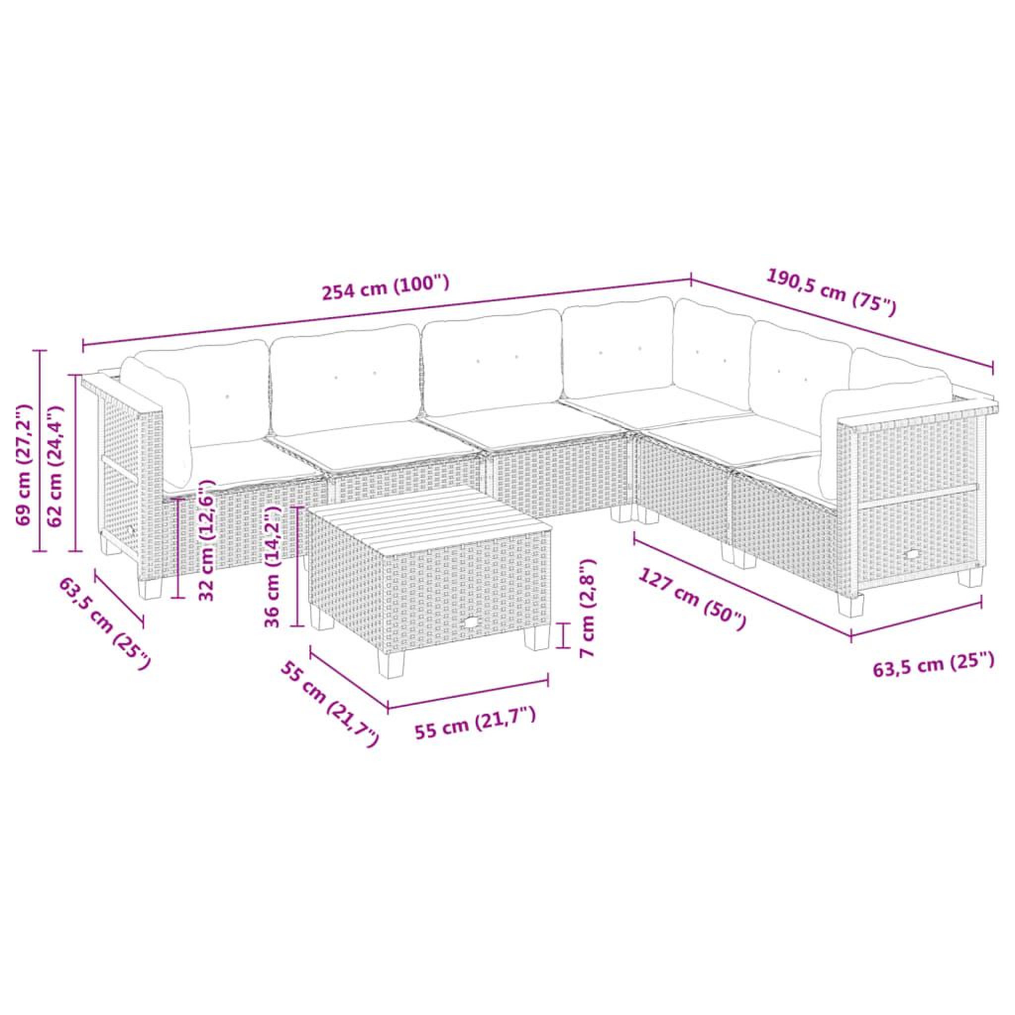 Voir la diapositive 6 : VIDAXL Salon de jardin 7 pcs avec coussins noir resine tressee
