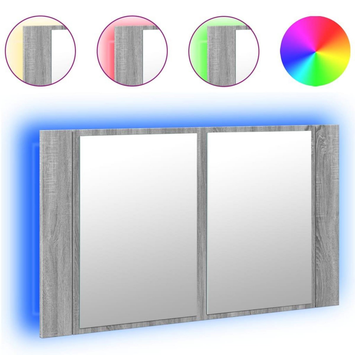 VIDAXL Armoire de salle de bain a miroir LED sonoma gris 80x12x45 cm