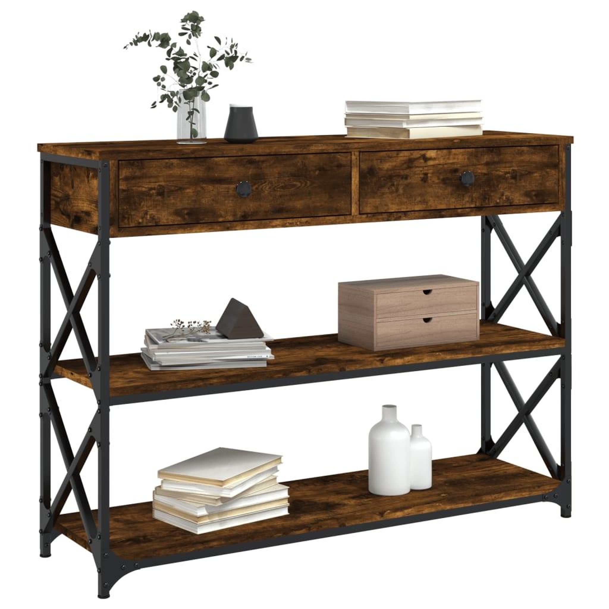 Voir la diapositive 3 : VIDAXL Table console chene fume 100x28x75 cm bois d'ingenierie