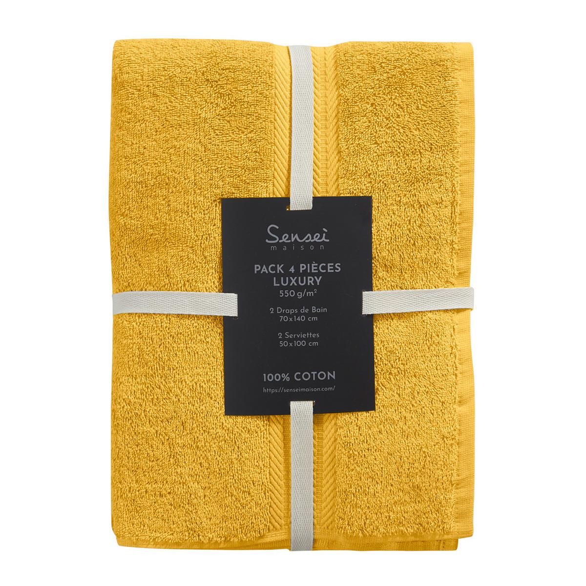 Sensei Maison Ensemble de bain 4 pièces (2 draps de bain + 2 serviettes de toilette) LUXURY