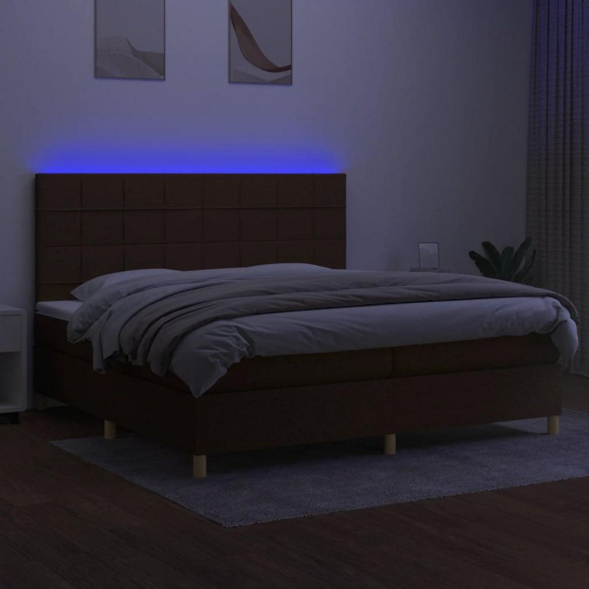 VIDAXL Sommier a lattes de lit matelas et LED Marron fonce 200x200 cm