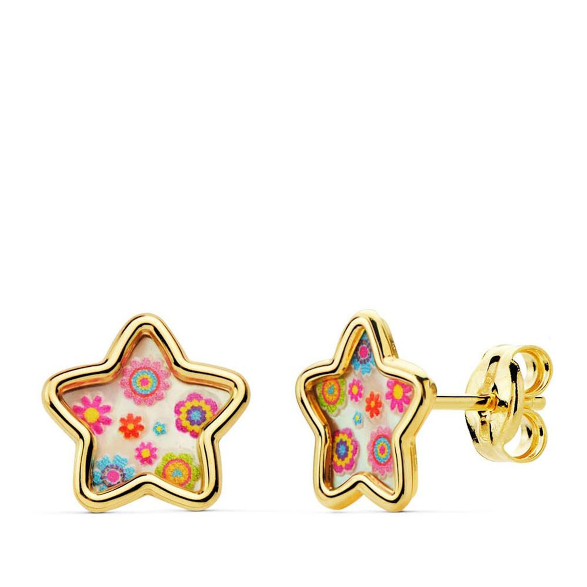 L'ATELIER D'AZUR Boucles d'Oreilles Or 18 Carats 750 Jaune et Nacre - Etoiles