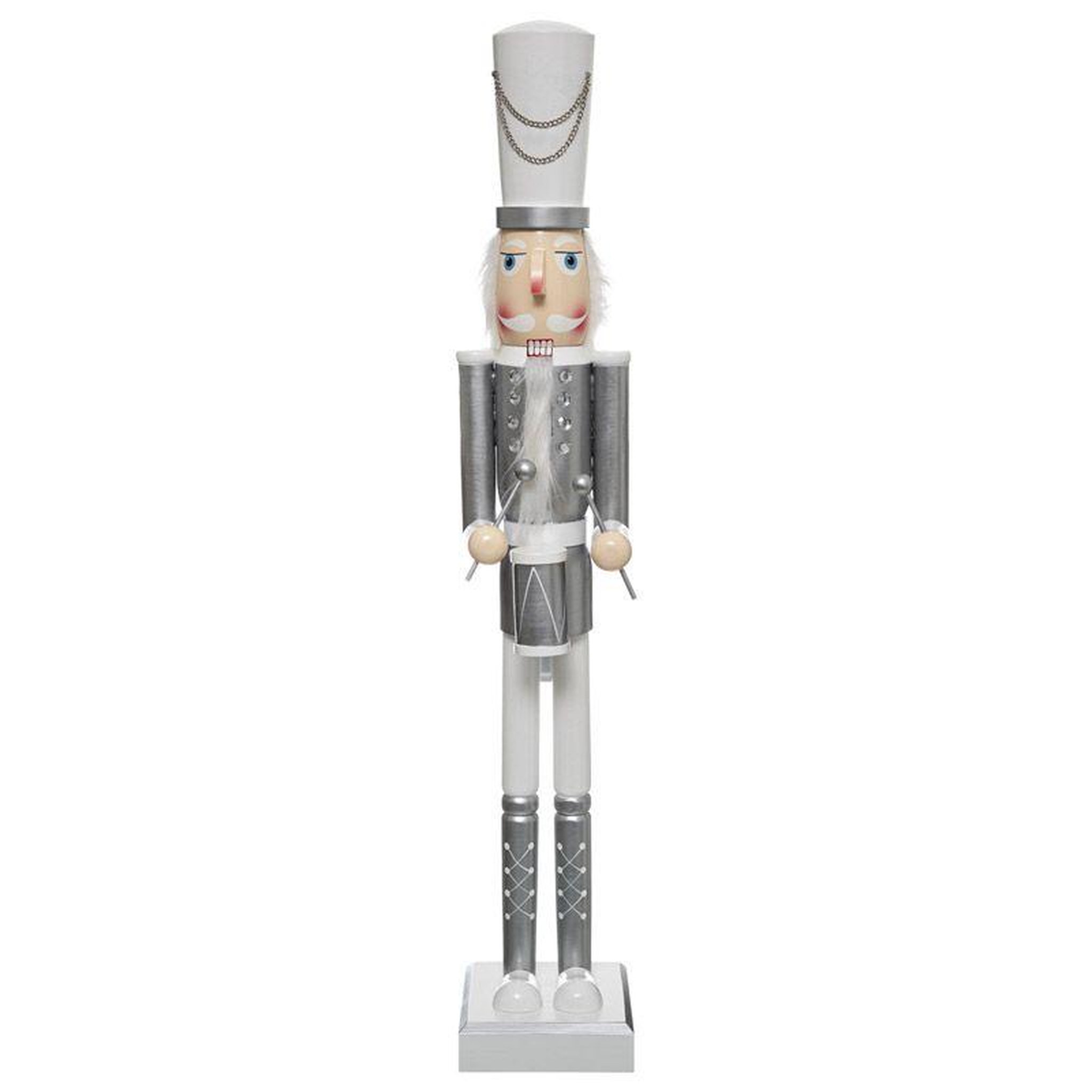 Paris Prix Casse Noisette Déco  Polaire  106cm Argent & Blanc