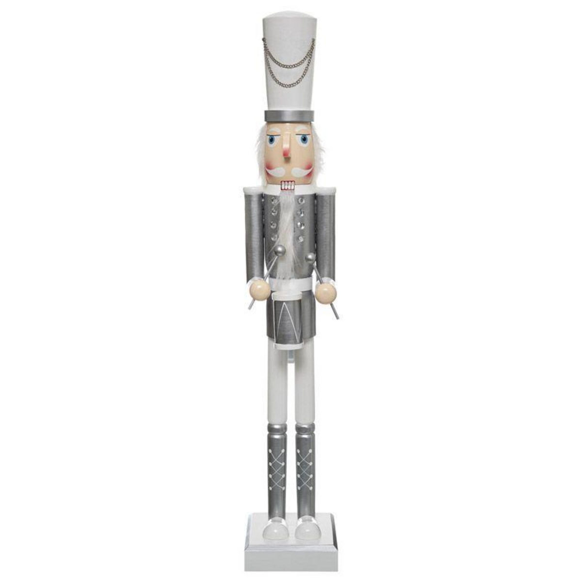 Paris Prix Casse Noisette Déco  Polaire  106cm Argent & Blanc