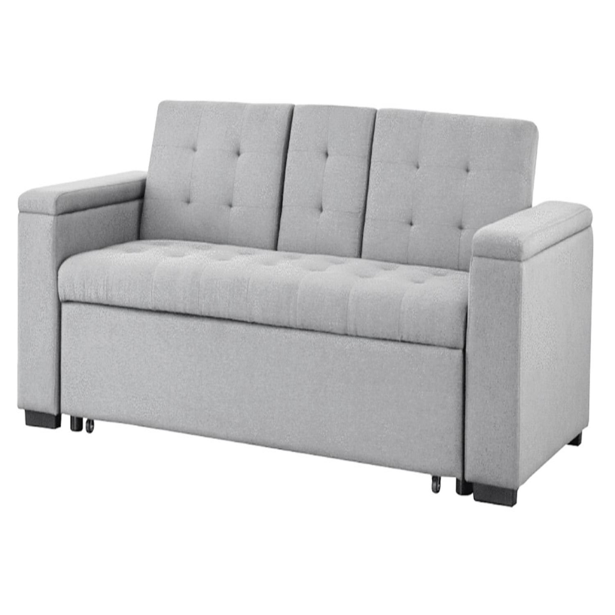 Voir la diapositive 5 : CONCEPT USINE Canapé convertible 3 places en tissu gris clair noho
