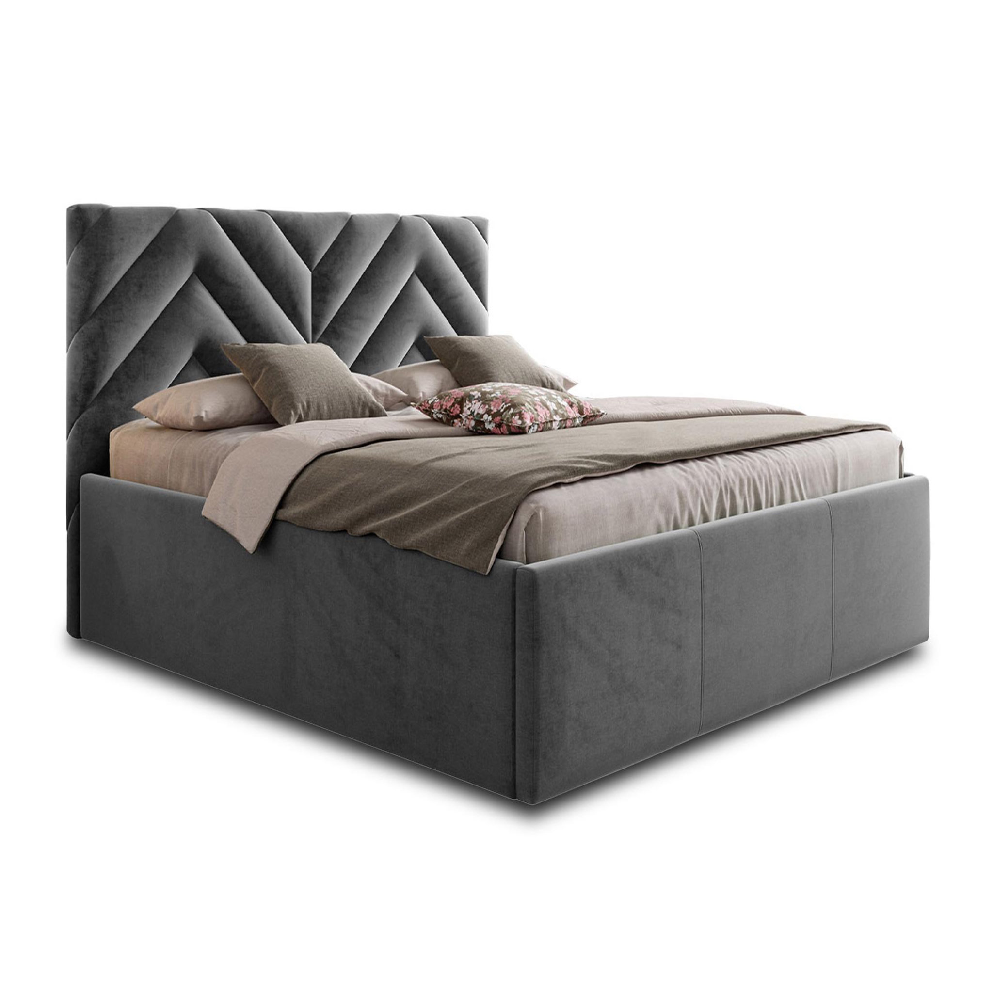 Voir la diapositive 1 : BEST MOBILIER Santiago - lit coffre - 160x200 - sommier inclus - en velours