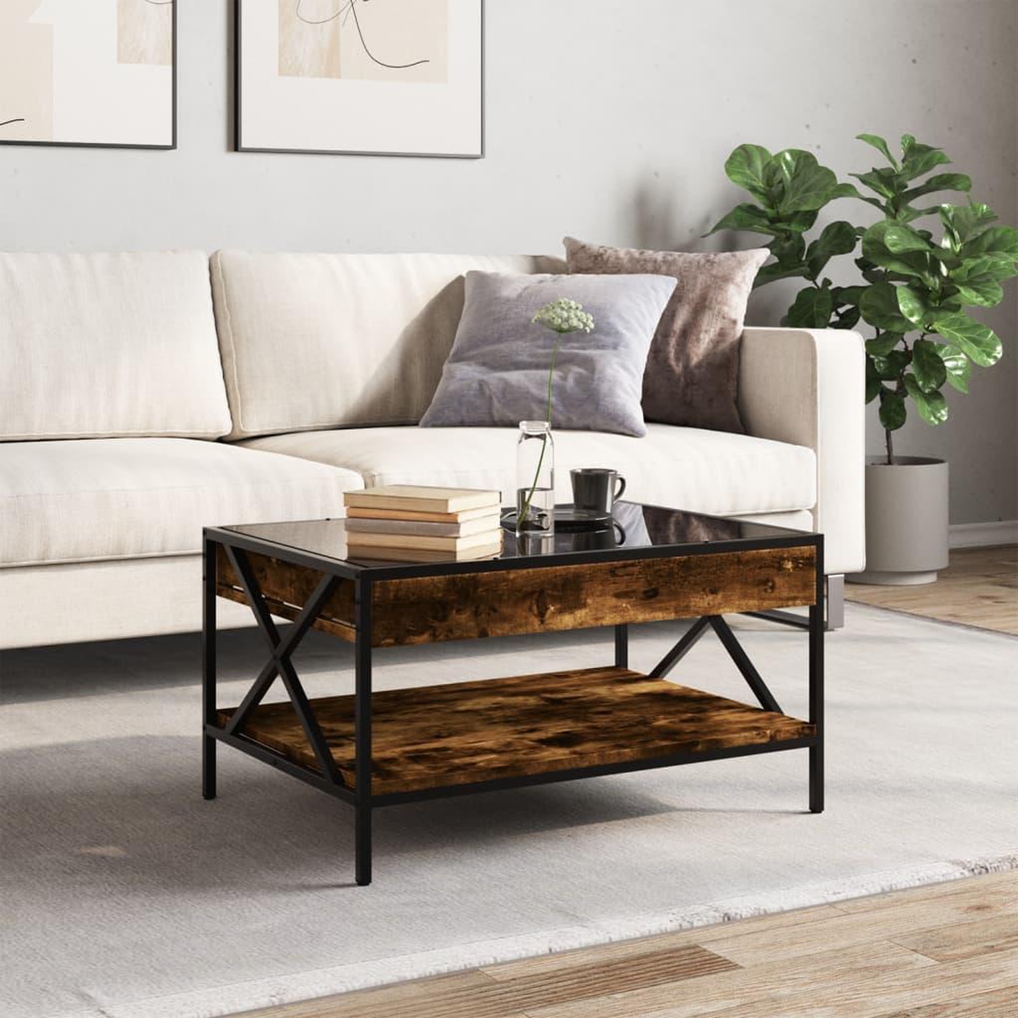 Voir la diapositive 4 : VIDAXL Table basse avec LED Infinity chene fume 70x50x38 cm