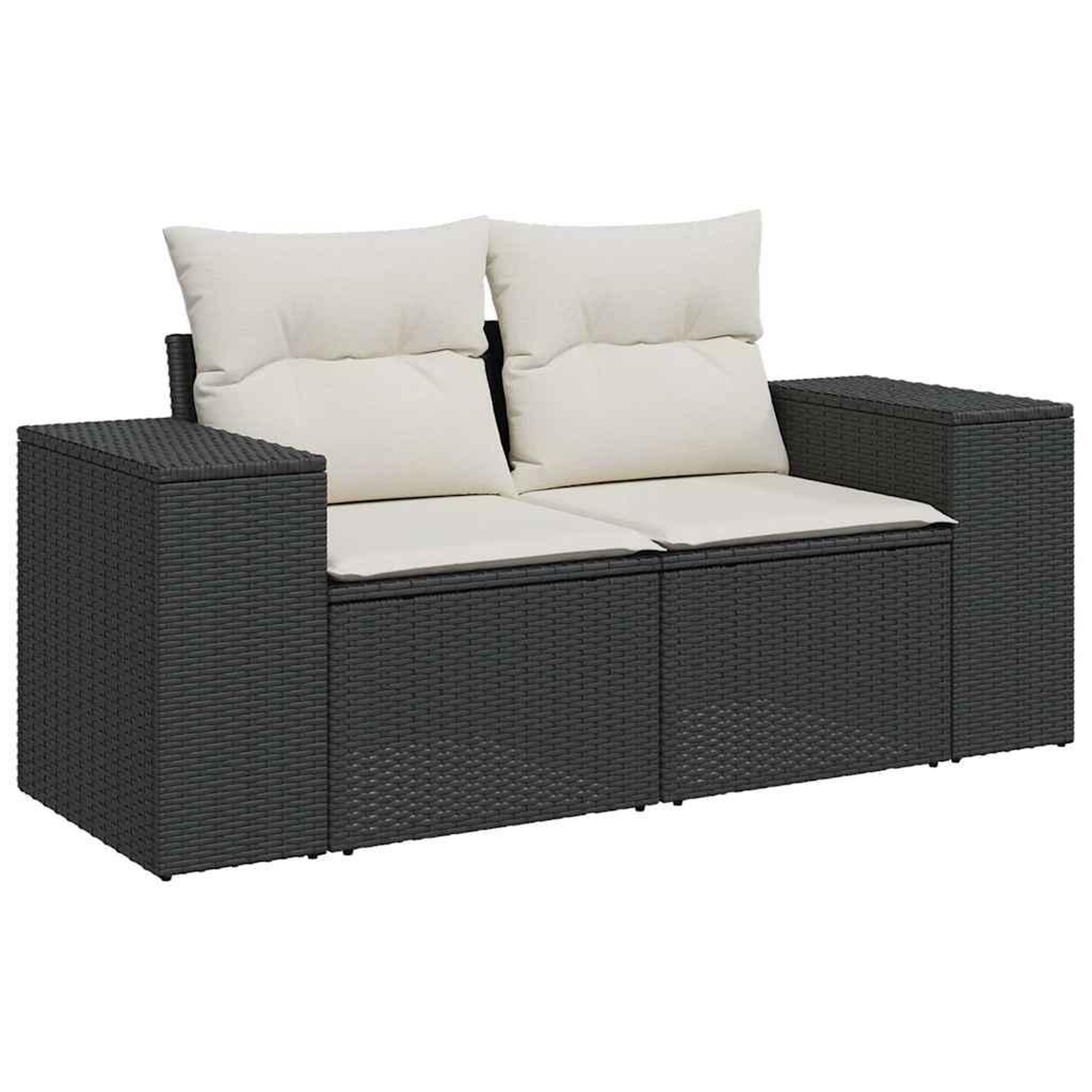 Voir la diapositive 3 : VIDAXL Salon de jardin 7 pcs avec coussins noir resine tressee