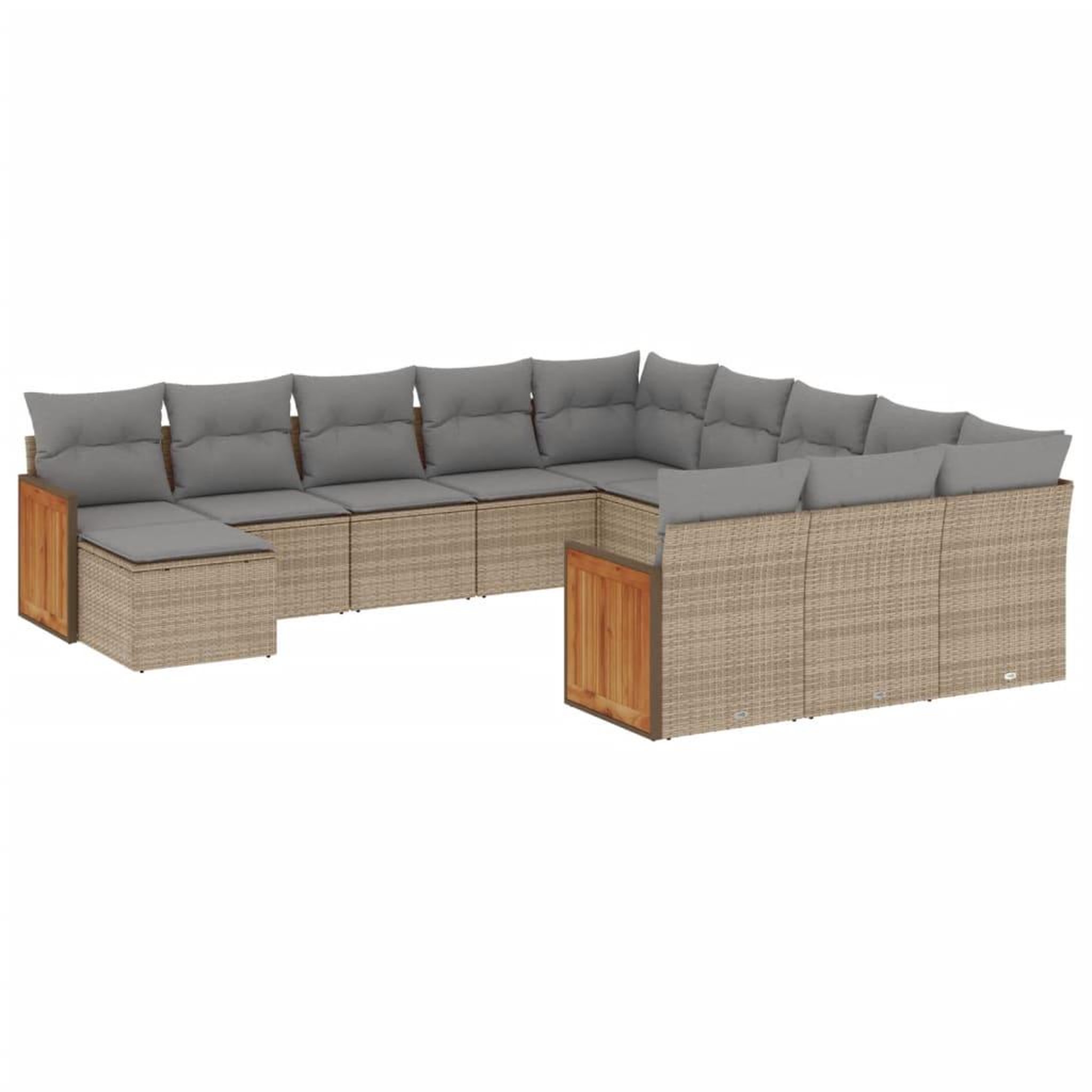Voir la diapositive 2 : VIDAXL Salon de jardin avec coussins 12 pcs beige resine tressee