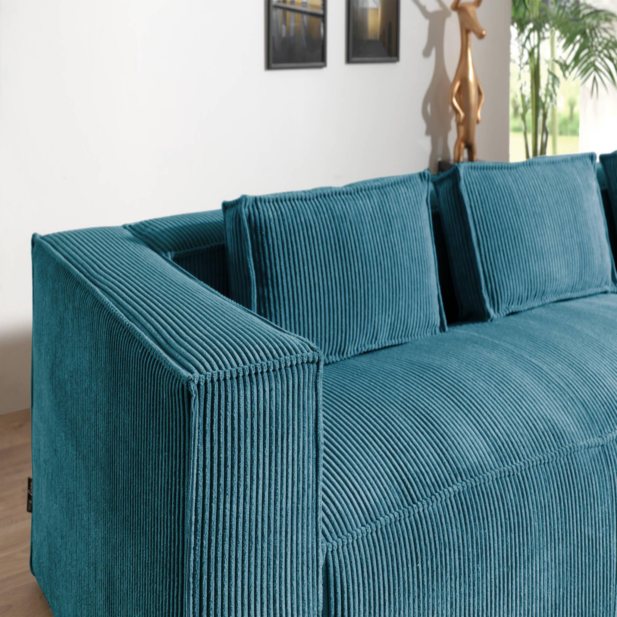 Voir la diapositive 4 : LISA DESIGN Stella - canapé d'angle - en velours côtelé - 4 places -style contemporain - droit