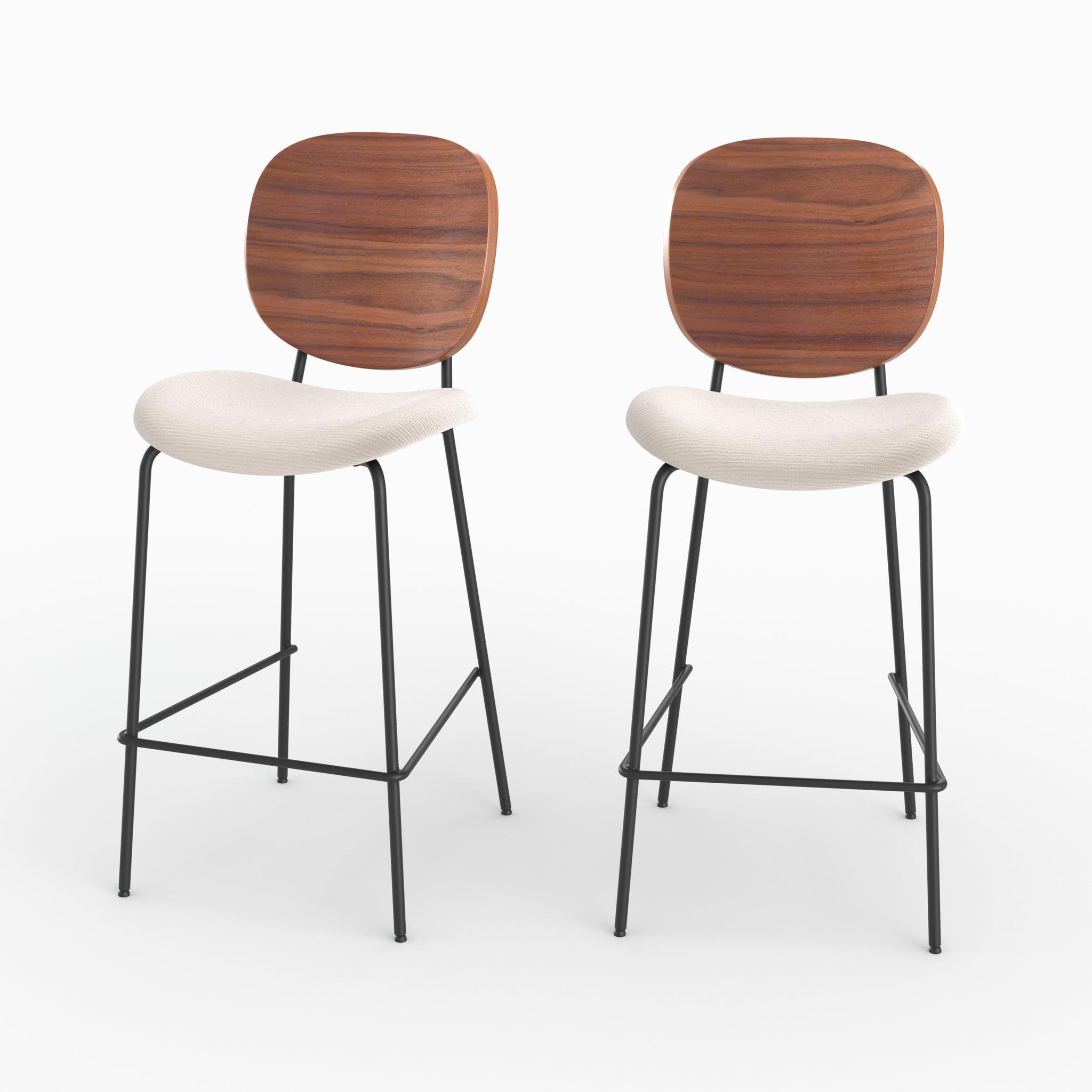 MAISON PAVANE Lot de 2 chaises pour îlot central 65,5 cm en tissu beige-simone
