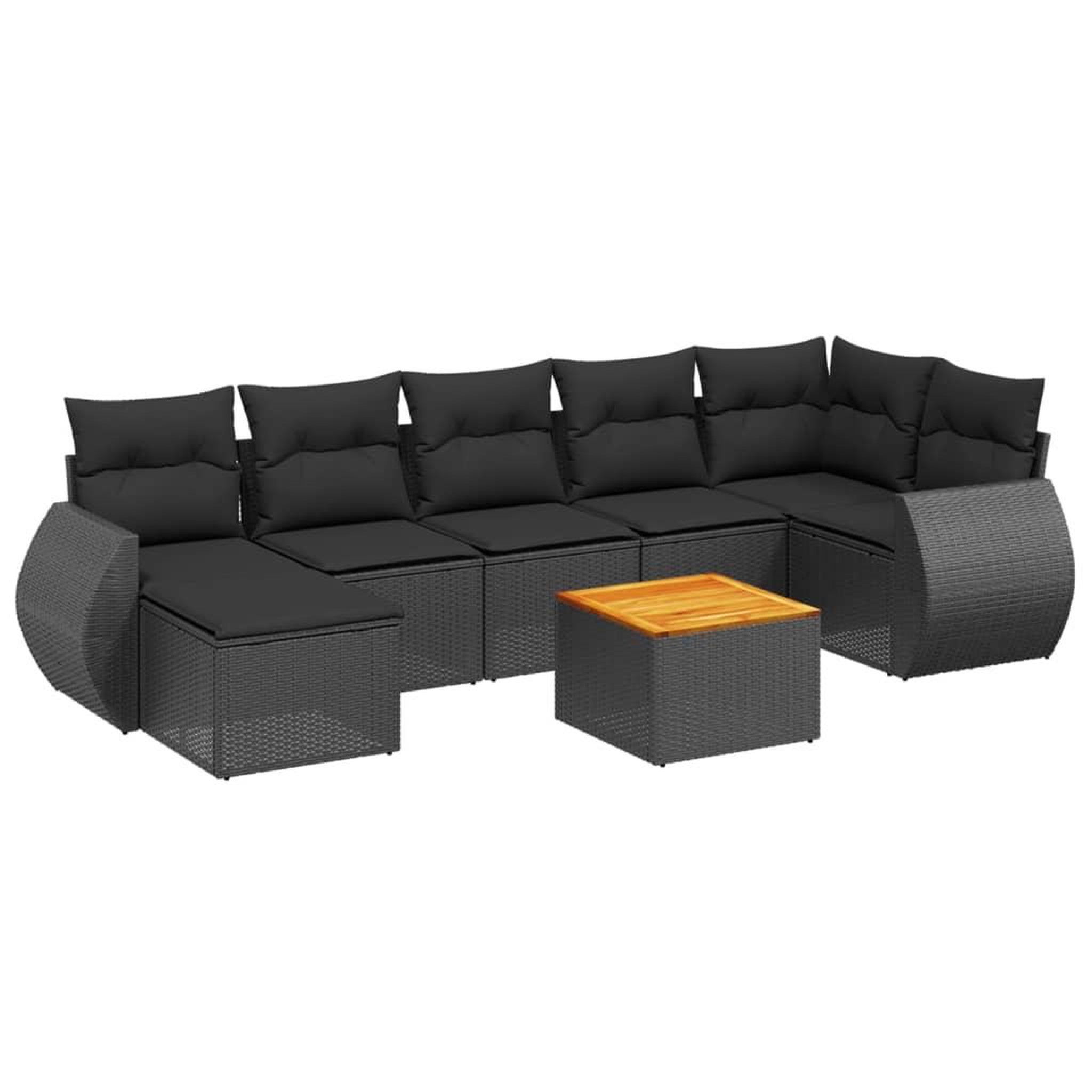 Voir la diapositive 2 : VIDAXL Salon de jardin 8 pcs avec coussins noir resine tressee