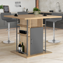 Voir la diapositive 2 : ID MARKET Ilot central UGO 110 cm bois gris et imitation hêtre avec rangements design industriel