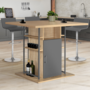 Voir la diapositive 2 : ID MARKET Ilot central UGO 110 cm bois gris et imitation hêtre avec rangements design industriel