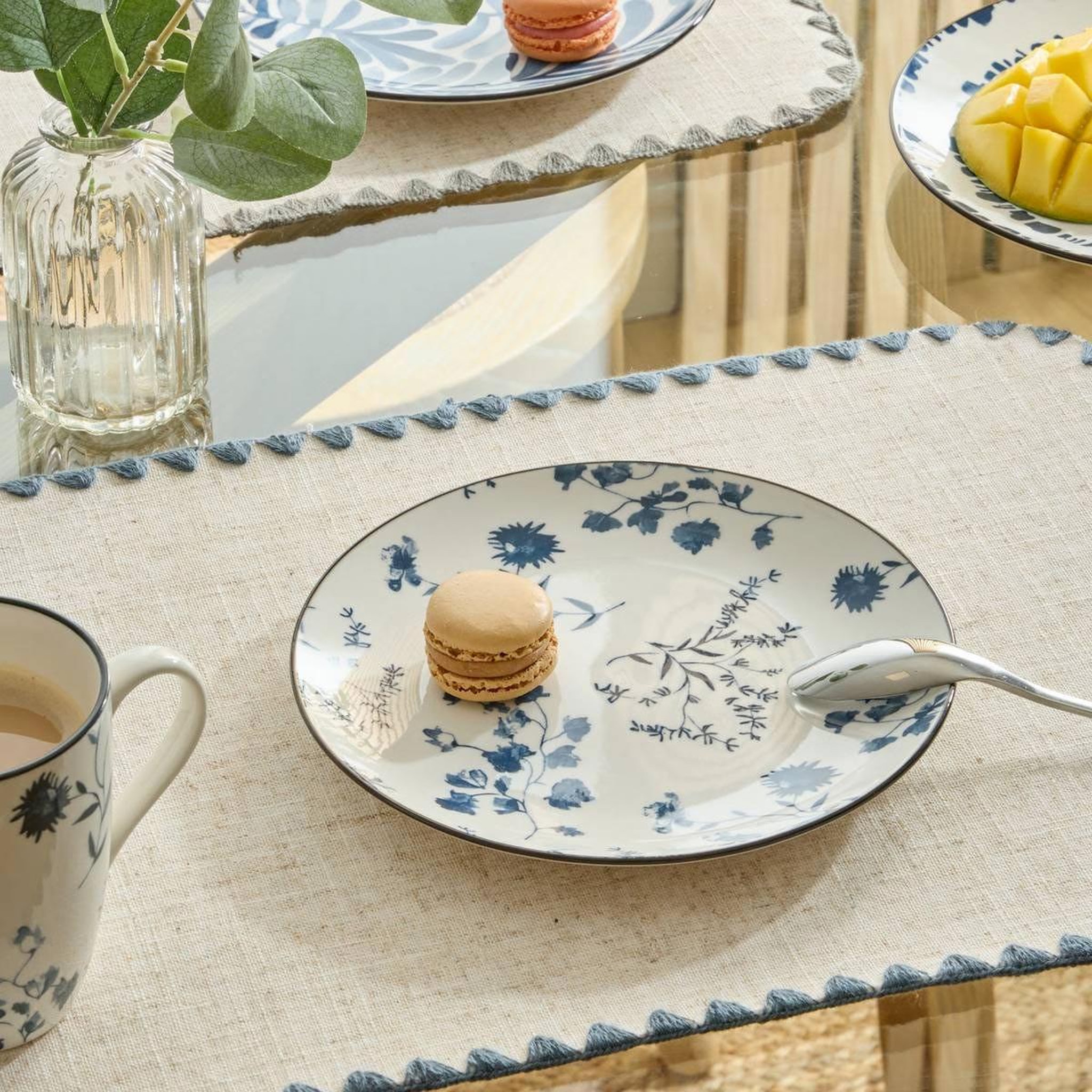 Voir la diapositive 3 : SECRET DE GOURMET Lot de 6 assiettes à dessert  umami fleur  19cm bleu