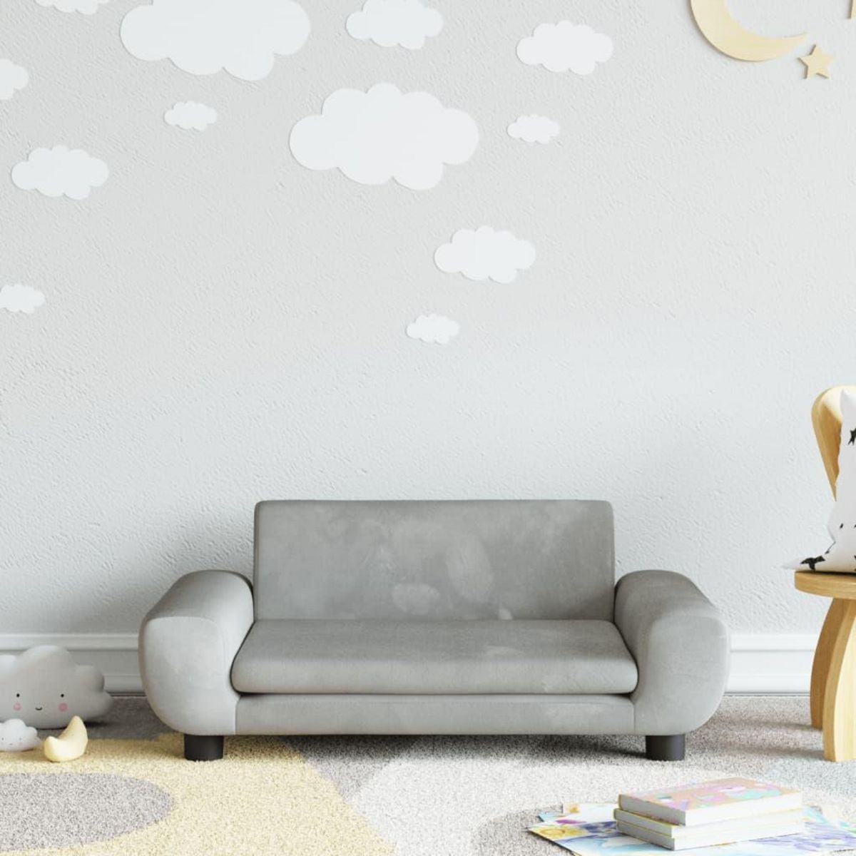 VIDAXL Canape pour enfants gris clair 70x45x33 cm velours