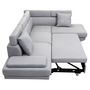 Voir la diapositive 7 : Canapé d'angle droit convertible 5 places tissu pieds bois clair MARIUS 