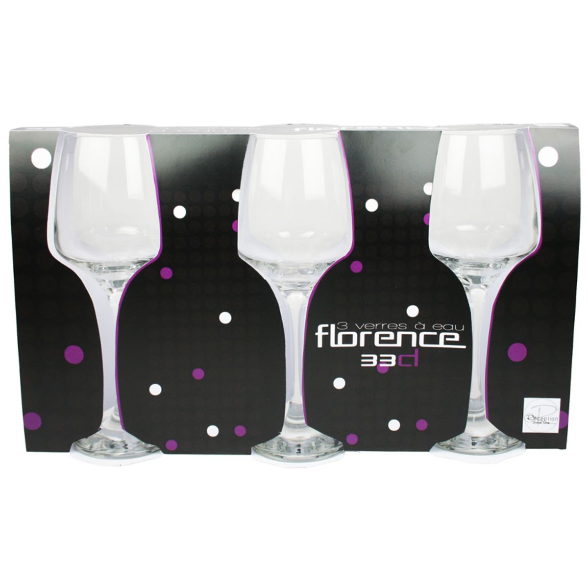 Lot de 3 verres à pied eau 33 cl FLORENCE