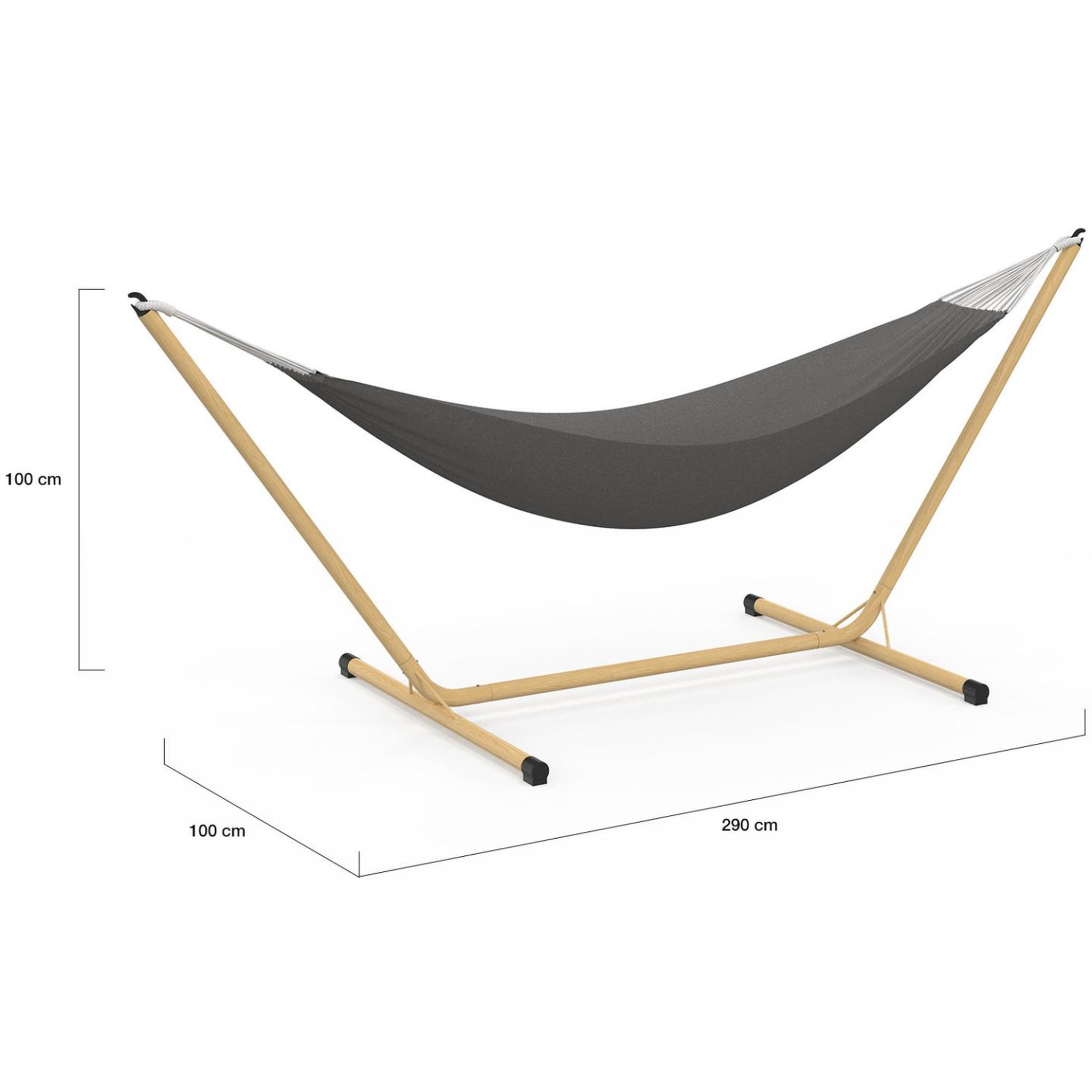 Voir la diapositive 4 : ID MARKET Hamac avec support métal effet bois et toile gris anthracite