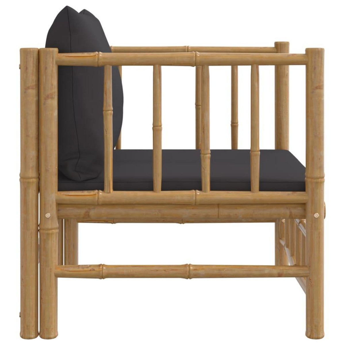 VIDAXL Canape de jardin avec coussins gris fonce bambou