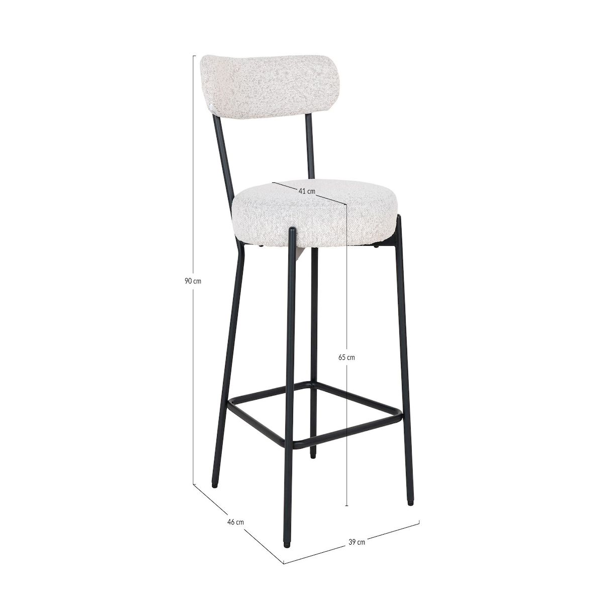 LISA DESIGN Ivanec - tabouret de bar - en tissu bouclette