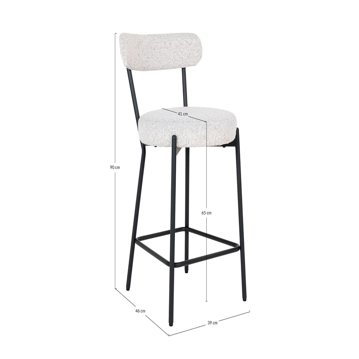 LISA DESIGN Ivanec - tabouret de bar - en tissu bouclette