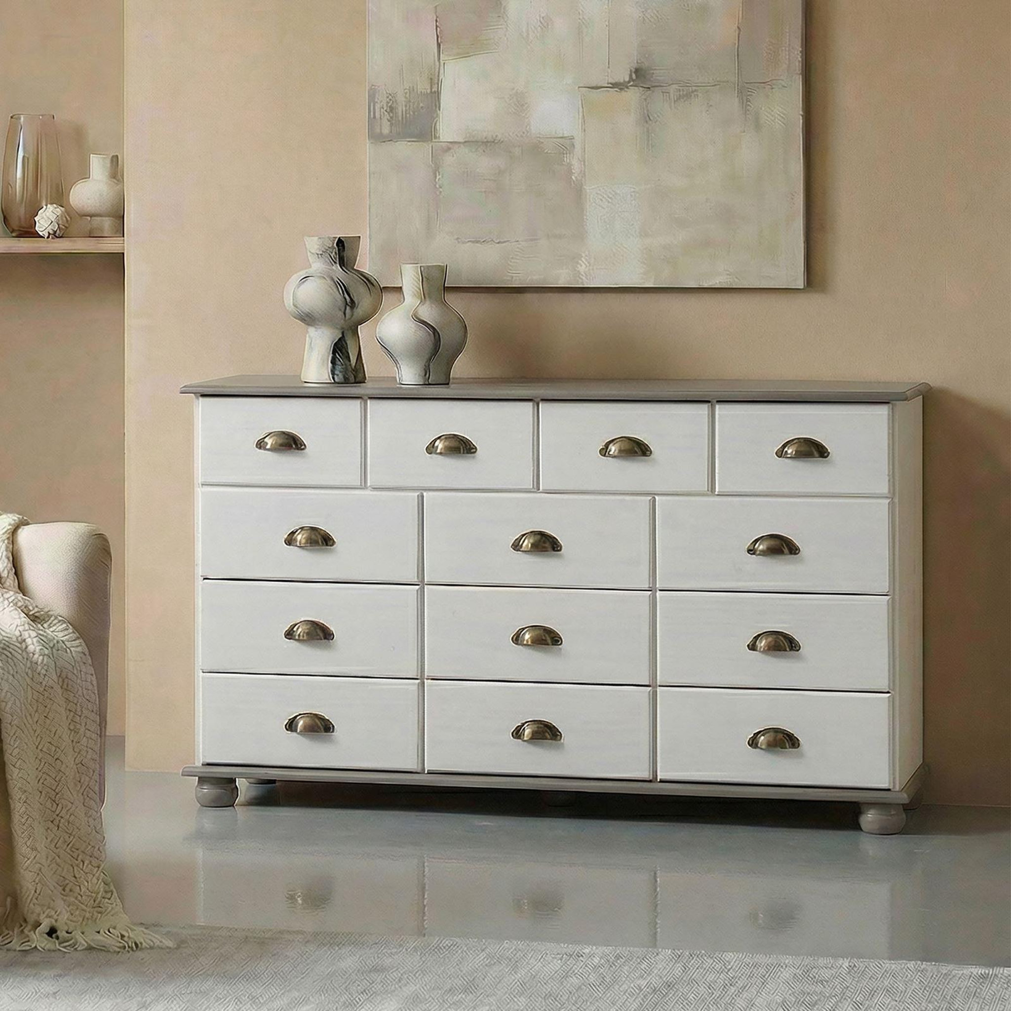 Voir la diapositive 2 : IDIMEX Commode apothicaire COLMAR en pin massif, 11 tiroirs