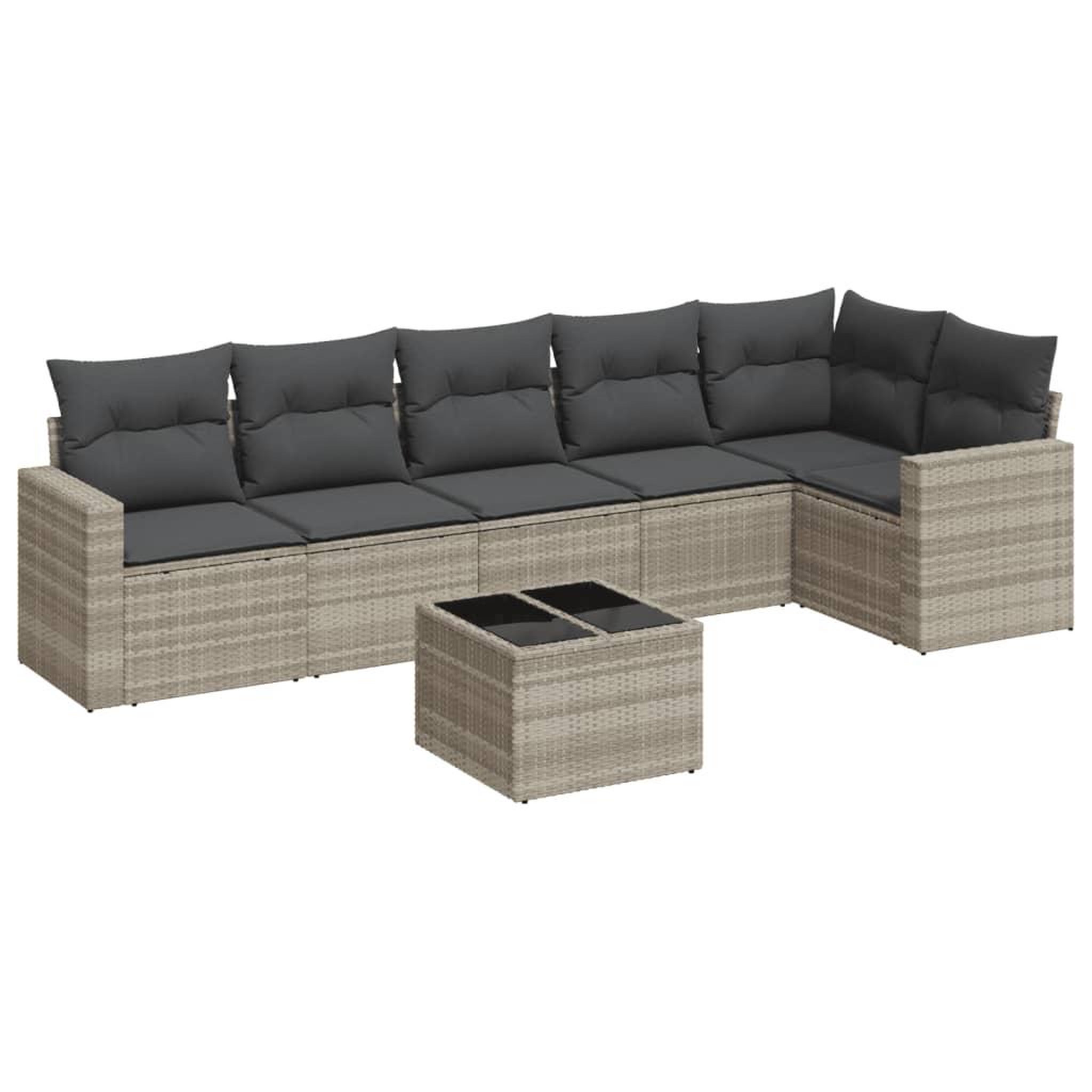 Voir la diapositive 2 : VIDAXL Salon de jardin avec coussins 7 pcs gris clair resine tressee