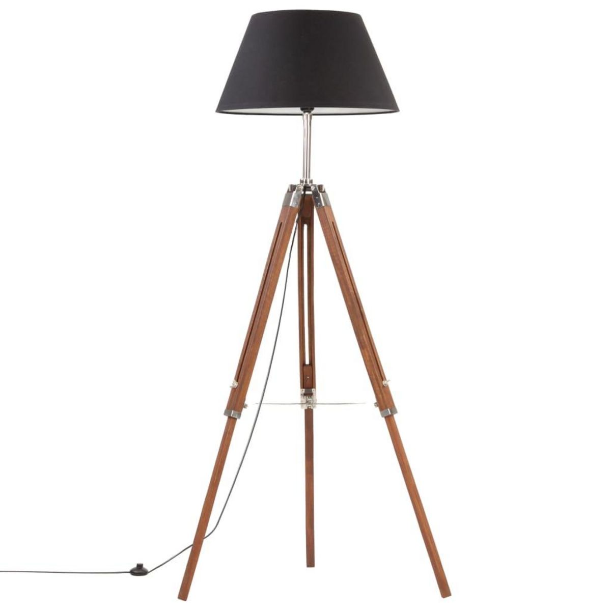 VIDAXL Lampadaire a trepied Marron miel et noir Bois de teck 141 cm